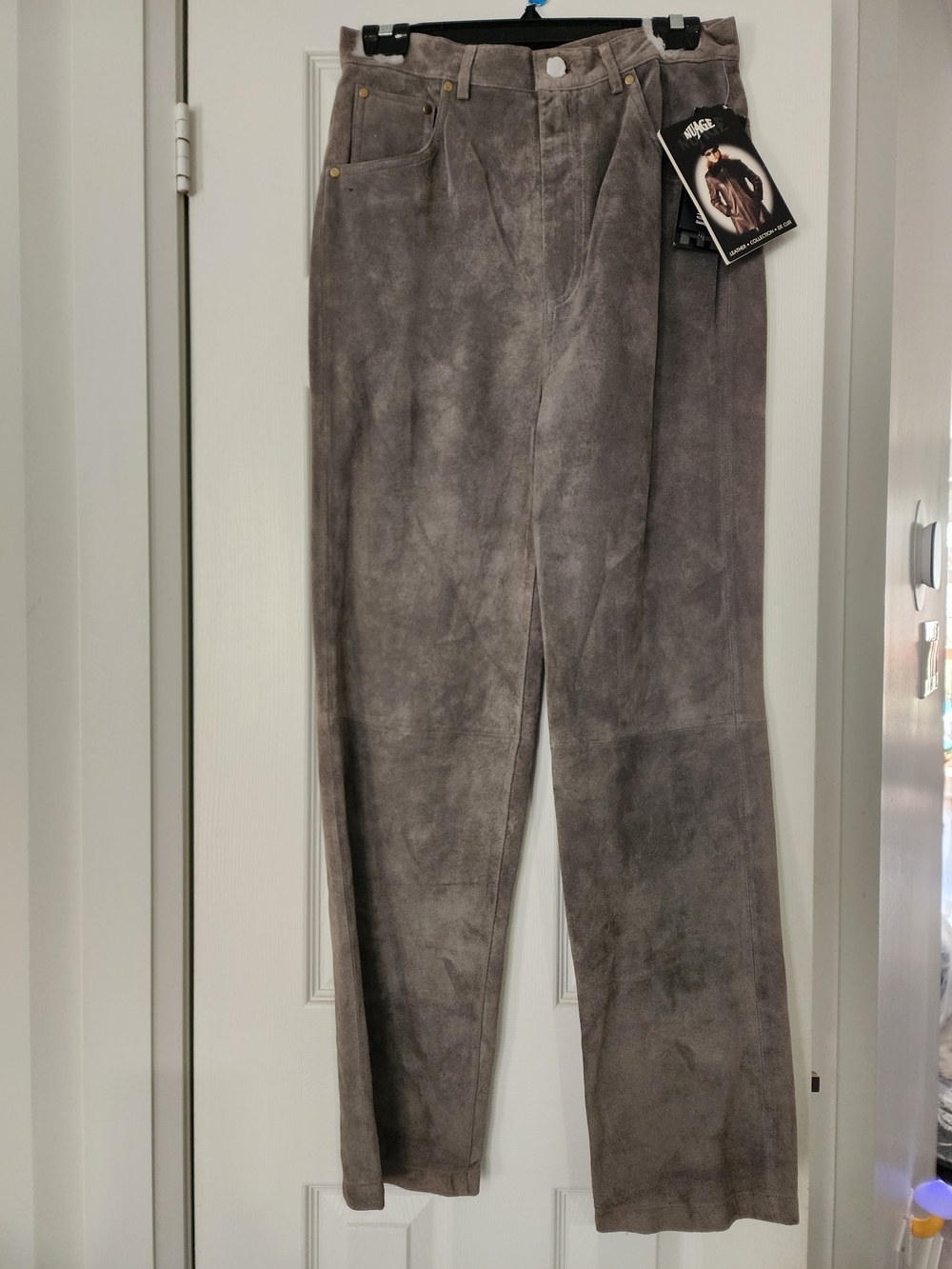 NUAGE Straight Leg Women's Pants in Gray - Suede, with lining, size 10